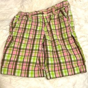Pink and Green Plaid Girls Shorts